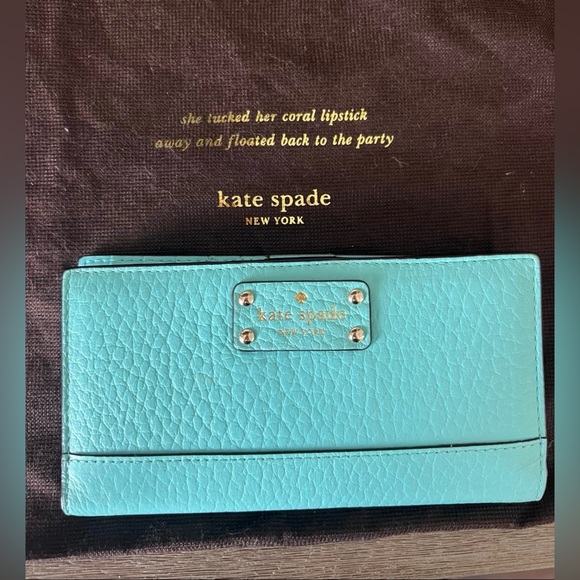Kate Spade Turquoise Leather Wallet with Dust Bag - Picture 1 of 6
